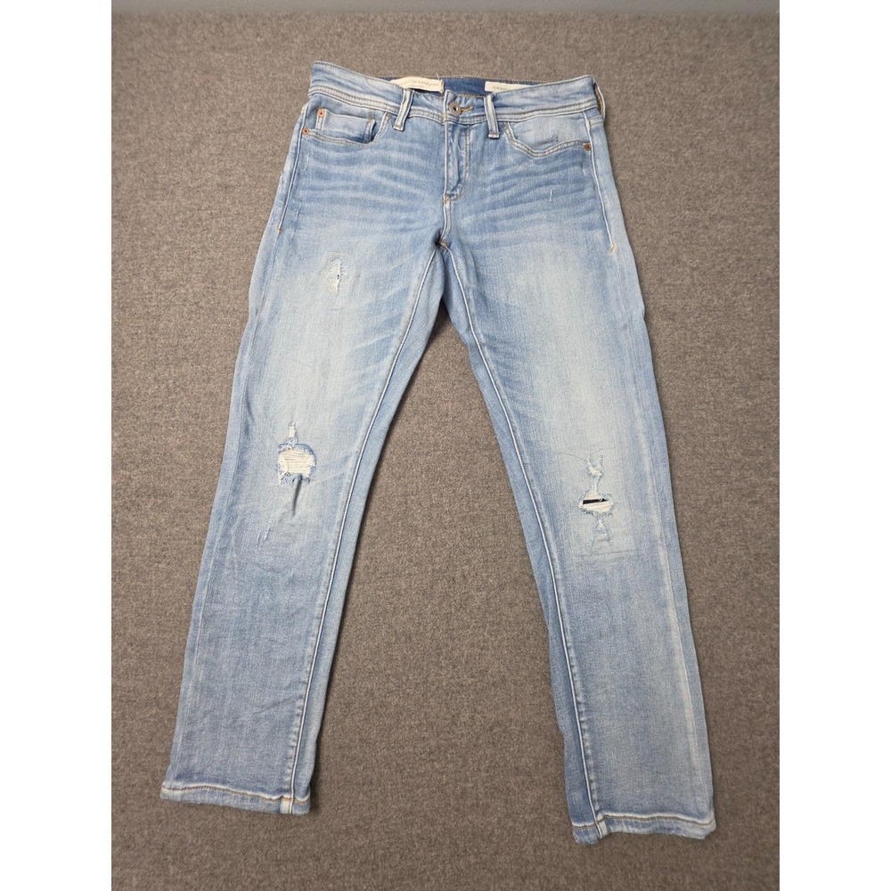 Pilcro Anthropologie Boyfriend Jeans Womens 26 Blue Denim Distressed Slim‎ Leg